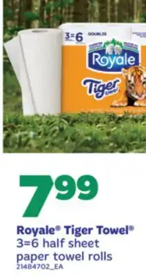 Real Canadian Superstore ROYALE TIGER TOWEL , 3 = 6 HALF SHEET PAPER TOWEL ROLLS offer