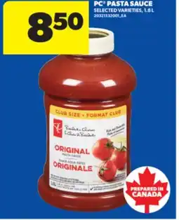 Real Canadian Superstore PC PASTA SAUCE, 1.8 L offer