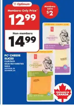 Real Canadian Superstore PC CHEESE SLICES CLUB PACK, 500 G offer
