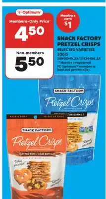 Real Canadian Superstore SNACK FACTORY PRETZEL CRISPS, 200 G offer