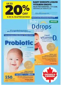 Real Canadian Superstore BABY DDROPS LIQUID VITAMIN DROPS, 1.7-7.5 ML offer
