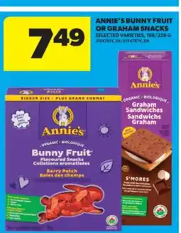 Real Canadian Superstore ANNIE'S BUNNY FRUIT OR GRAHAM SNACKS, 198/226 G offer
