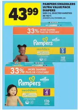 Real Canadian Superstore PAMPERS SWADDLERS ULTRA VALUE PACK DIAPERS, 88-192' S offer