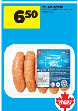 Real Canadian Superstore PC SAUSAGES, 375/500 G offer