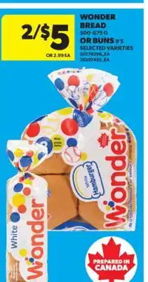 Real Canadian Superstore WONDER BREAD, 500-675 G OR BUNS, 8' S offer