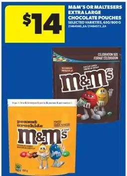 Real Canadian Superstore M&M'S OR MALTESERS EXTRA LARGE CHOCOLATE POUCHES, 650/800 G offer