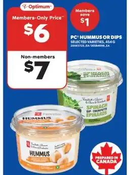 Real Canadian Superstore PC HUMMUS OR DIPS, 454 G offer