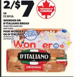 Independent Grocer WONDER OR D'ITALIANO BREAD offer