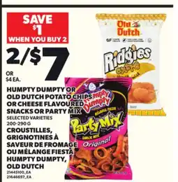 Independent Grocer HUMPTY DUMPTY OR OLD DUTCH POTATO CHIPS OR CHEESE FLAVOURED SNACKS OR PARTY MIX, 200-290 G offer