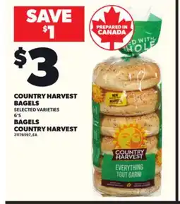 Independent Grocer COUNTRY HARVEST BAGELS, 6'S offer