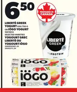 Independent Grocer LIBERTÉ GREEK YOGURT 650/750 G OR IÖGO YOGURT 16X100 G offer