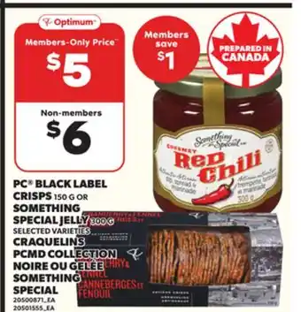 Independent Grocer PC BLACK LABEL CRISPS, 150 G OR SPECIAL JELLY 300 G offer