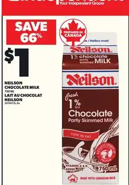 Independent Grocer NEILSON CHOCOLATE MILK, 750 ML offer