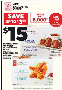 Independent Grocer PC MEATBALLS OR WINGS, 800-907 G offer