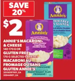 Independent Grocer ANNIE'S MACARONI & CHEESE, 140-170 G OR GLUTEN FREE, 170 G offer