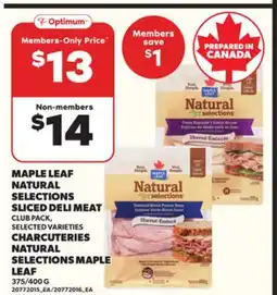 Independent Grocer MAPLE LEAF NATURAL SELECTIONS SLICED DELI MEAT, 375/400 G offer