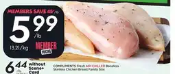 Sobeys COMPLIMENTS Fresh AIR-CHILLED Boneless Skinless Chicken Breast offer