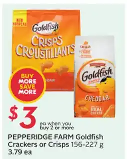 Sobeys PEPPERIDGE FARM Goldfish Crackers or Crisps offer