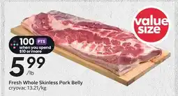 Sobeys Fresh Whole Skinless Pork Belly cryovac offer