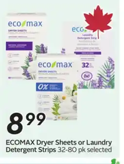 Sobeys ECOMAX Dryer Sheets or Laundry Detergent Strips offer