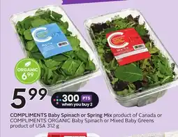 Sobeys COMPLIMENTS Baby Spinach or Spring Mix offer