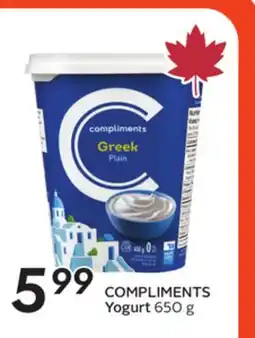 Sobeys COMPLIMENTS Yogurt offer