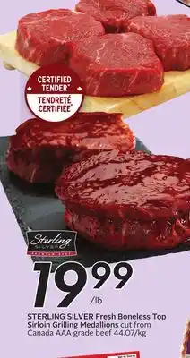 Sobeys STERLING SILVER Fresh Boneless Top Sirloin Grilling Medallions offer