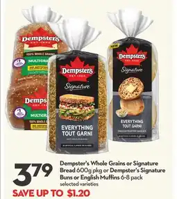Longo's Whole Grains or Signature Bread 600g pkg or Signature Buns or English Muffins 6-8 pack offer