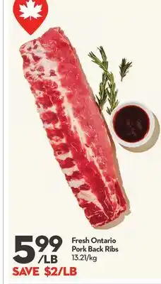 Longo's Fresh Ontario Pork Back Ribs offer