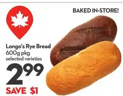 Longo's Rye Bread offer