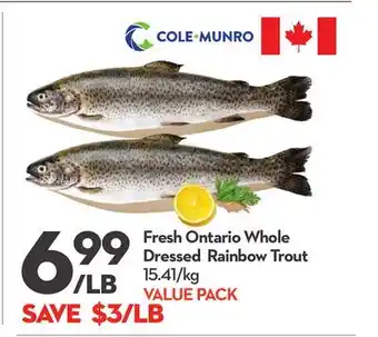 Longo's Fresh Ontario Whole Dressed Rainbow Trout offer