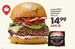 Longo's 100% Chuck Brisket Beef Patties offer