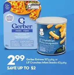 Longo's Entrees 187g pkg, or Lil' Crunchies Infant Snacks 42g pkg offer