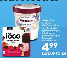 Longo's Ice Cream 414-450mL tub or Novelties 3 pack, Frozen Yogurt 946mL tub or Frozen Yogurt Bars 4 pack offer
