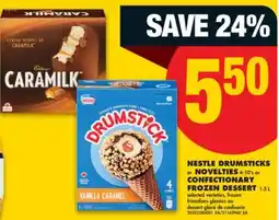 No Frills NESTLE DRUMSTICKS or NOVELTIES, 4-10's or CONFECTIONARY FROZEN DESSERT, 1.5 L offer