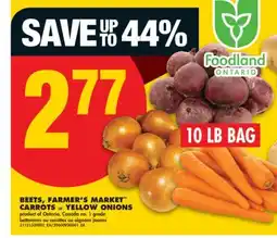 No Frills BEETS, FARMER'S MARKET CARROTS or YELLOW ONIONS offer