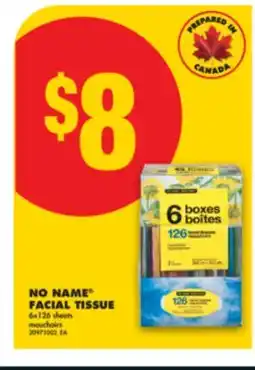 No Frills NO NAME FACIAL TISSUE, 6x126 sheets offer