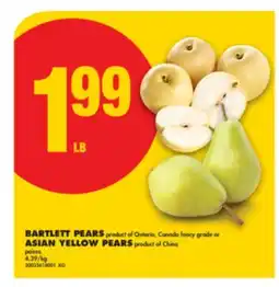 No Frills BARTLETT PEARS or ASIAN YELLOW PEARS offer