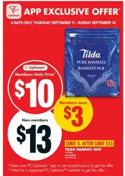No Frills TILDA BASMATI RICE 4,54 kg offer