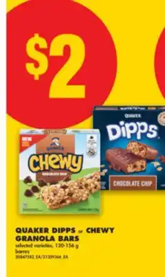 No Frills QUAKER DIPPS or CHEWY GRANOLA BARS, 120-156 g offer