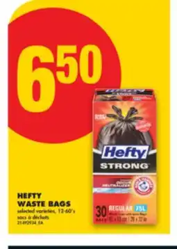 No Frills HEFTY WASTE BAGS, 12-60's offer