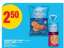 No Frills QUAKER RICE CAKES 127-199 g or CRISPY MINIS 90/100 g offer