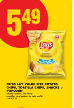 No Frills FRITO LAY VALUE SIZE POTATO CHIPS, TORTILLA CHIPS, SNACKS or POPCORN, 275 480 g offer