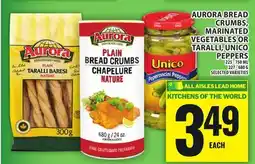 Food Basics AURORA BREAD CRUMBS, MARINATED VEGETABLES OR TARALLI, UNICO PEPPERS offer