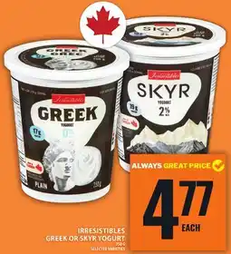 Food Basics IRRESISTIBLES GREEK OR SKYR YOGURT offer