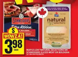 Food Basics MAPLELEAF NATURAL SELECTIONS OR SCHNEIDERS SLICED MEAT OR BOLOGNA offer