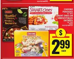 Food Basics CHEEMO PEROGIES OR SMART ONES OR IRRESISTIBLES ENTRÉES offer