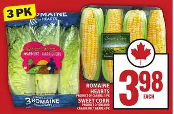 Food Basics ROMAINE HEARTS OR SWEET CORN offer