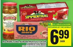 Food Basics RIO MARE TUNA, AURORA MUFFULETTA OR SIMMENTHAL BEEF offer