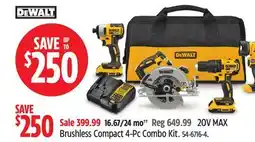 Canadian Tire DEWALT 20V MAX Brushless Compact 4-Pc Combo Kit offer